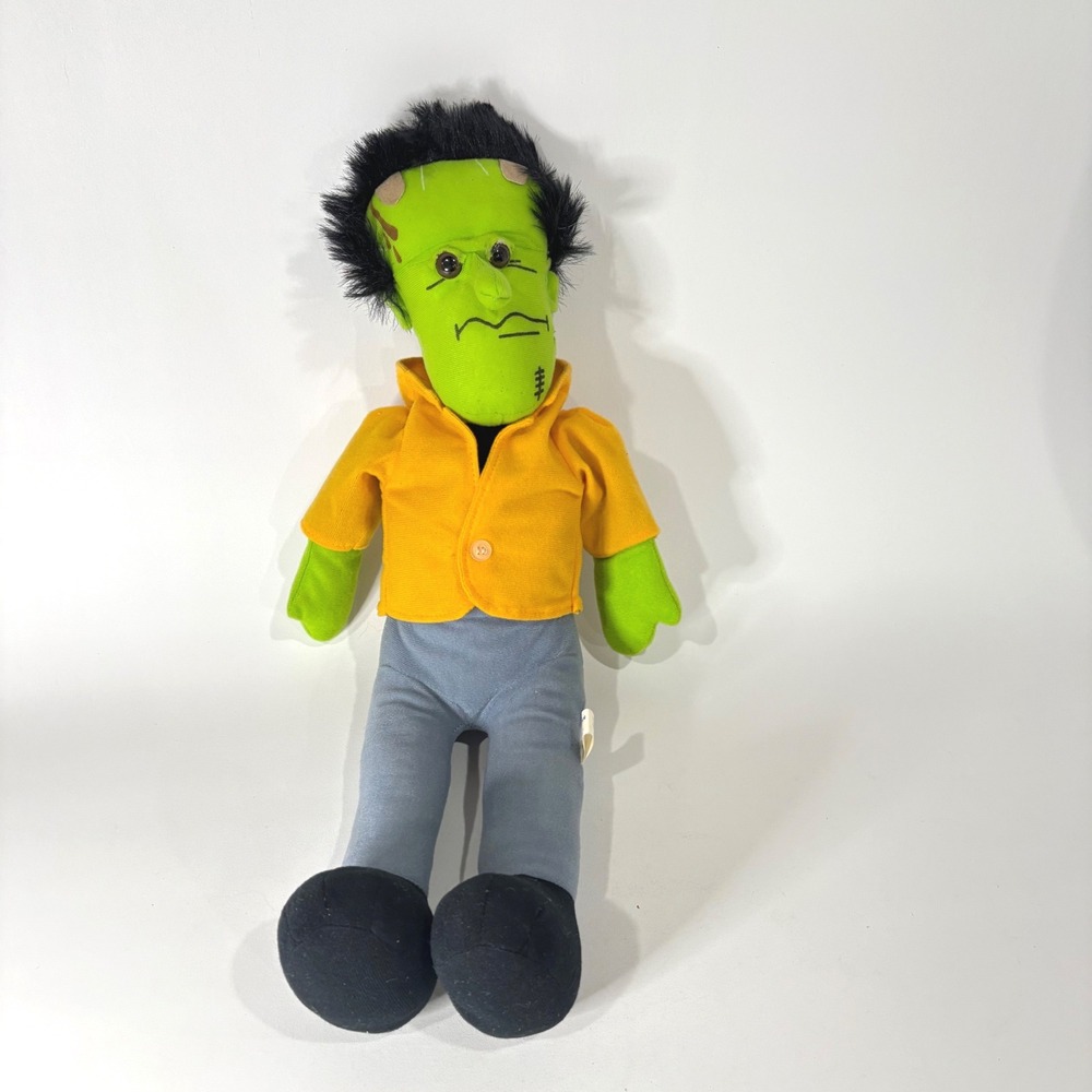 Vintage Pachinko Palace Frankenstein Plush Doll Green Monster Yellow Jacket 18"